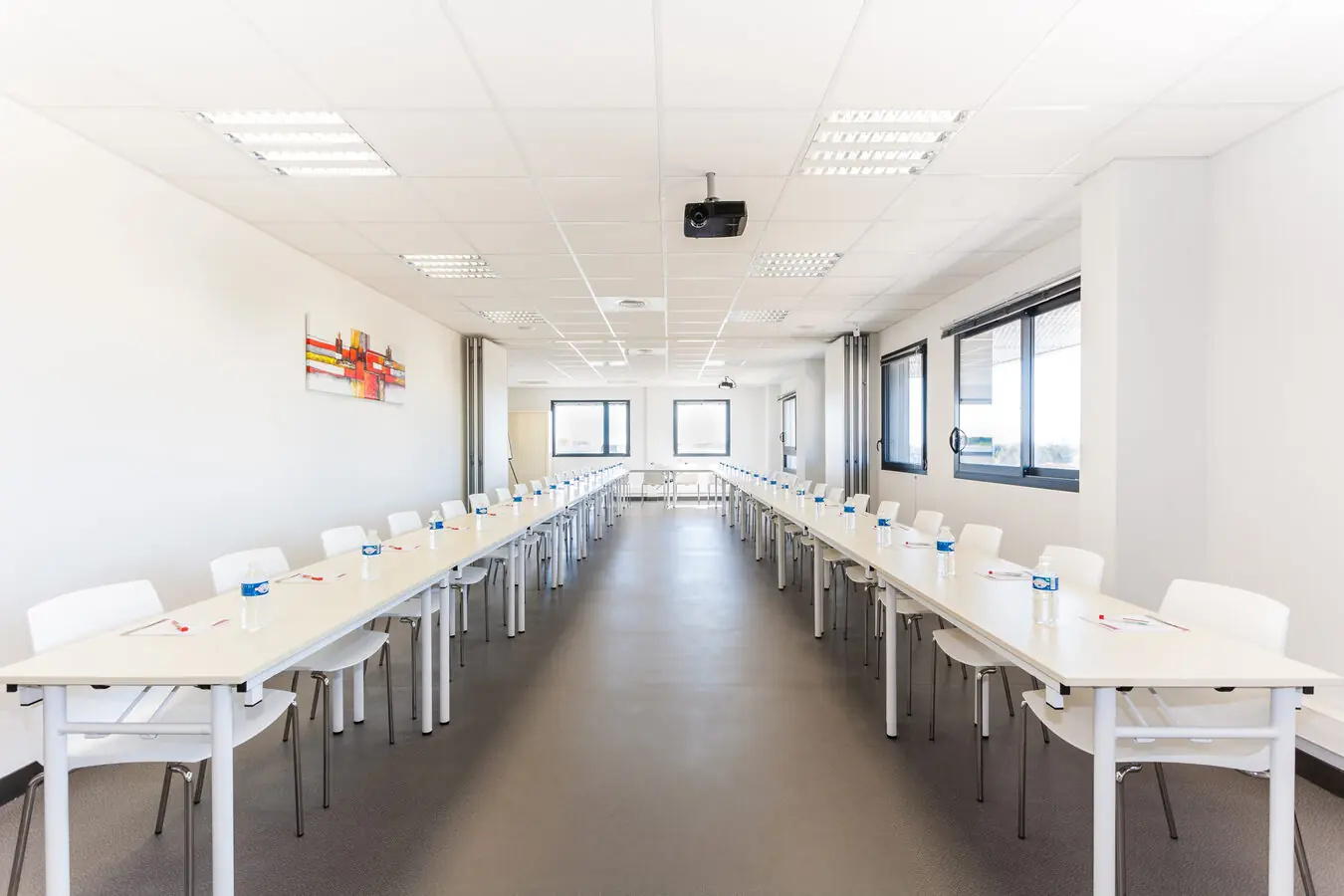 Salle de réunion moderne lumineuse Espace Entreprise Montpellier — WiFi fibre vidéoprojecteur HD parking gratuit